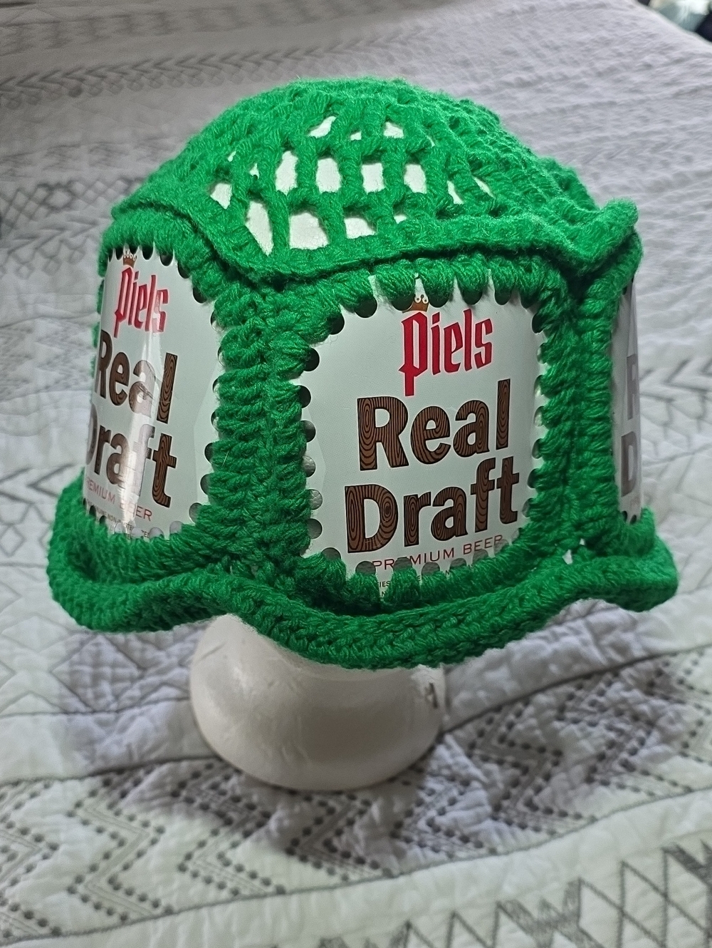 Vintage Piels Real Draft Green Crochet Bucket Hat